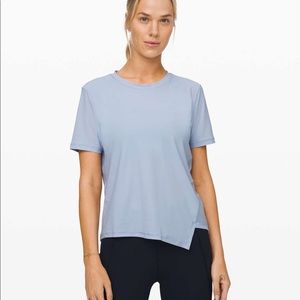 Blue lululemon angle your strength short sleeve tee